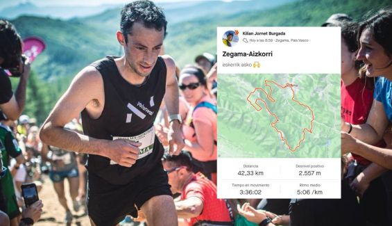 Kilian Jornet ha compartido en Strava su actividad durante la Zegama-Aizkorri 2022 en la que ha batido el récord de la prueba. Sus parciales cada kilómetro son tremendos.