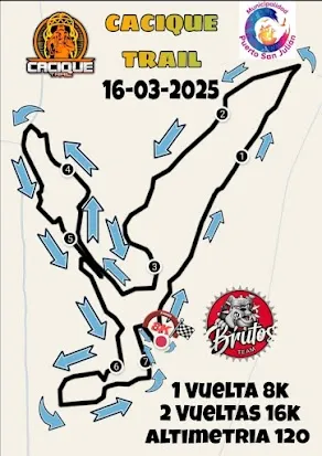 Circuito de 8km y 16km en Cacique Trail 2025